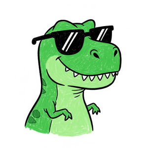 Cool Dinosaur in a Pair of Crayon Sunglasses